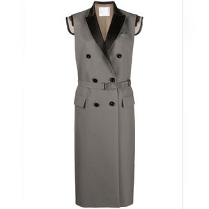 Sacai Gray Double-Breasted Midi Dress